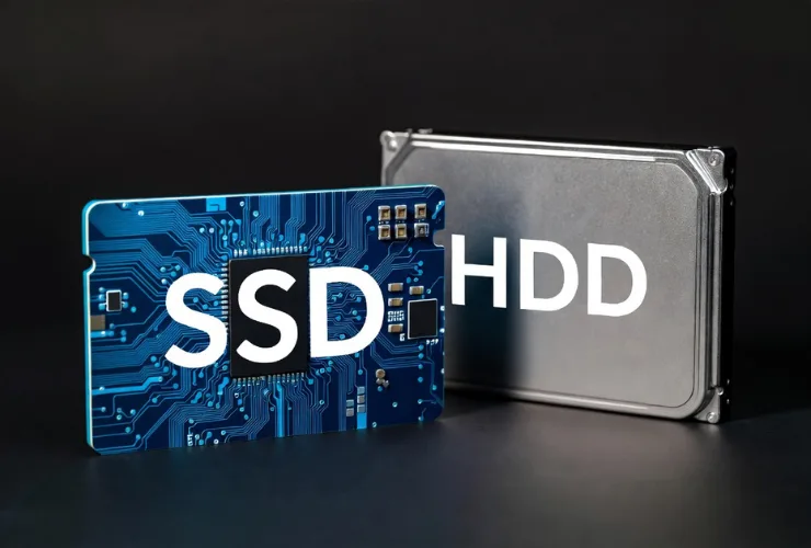 SSD und HDD im Vergleich bei der Datenrettung auf einem Werkstatttisch